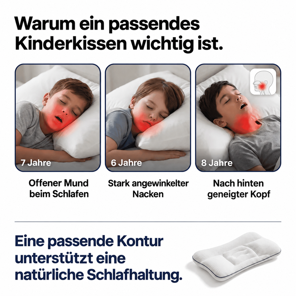 Schlafhaltung, Nackenposition und Unterstützung durch ein passendes Kinderkissen